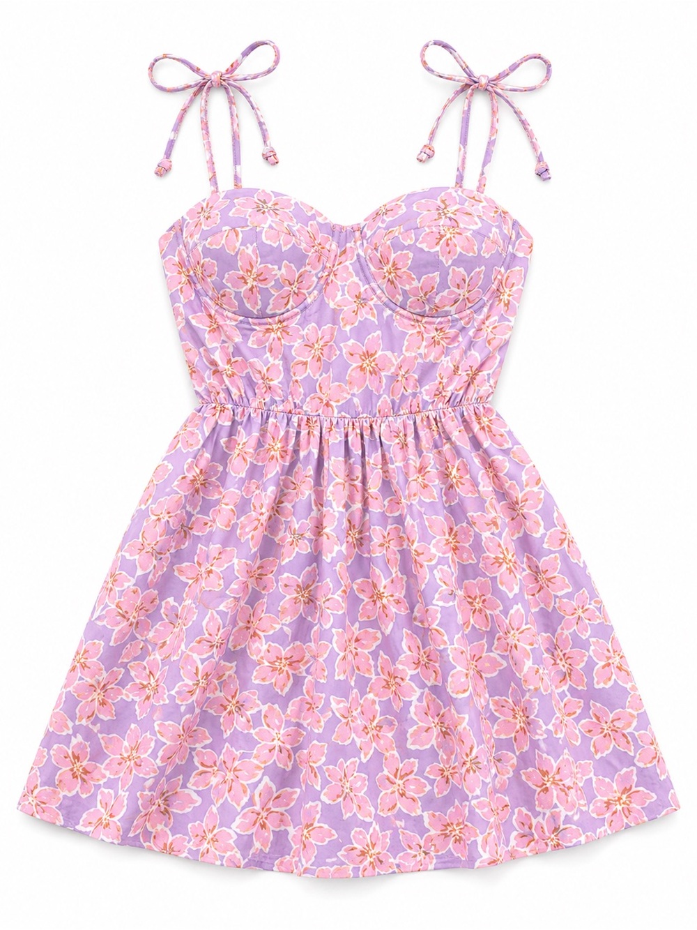 No Boundaries Lilac Floral Tie-Shoulder Sundress